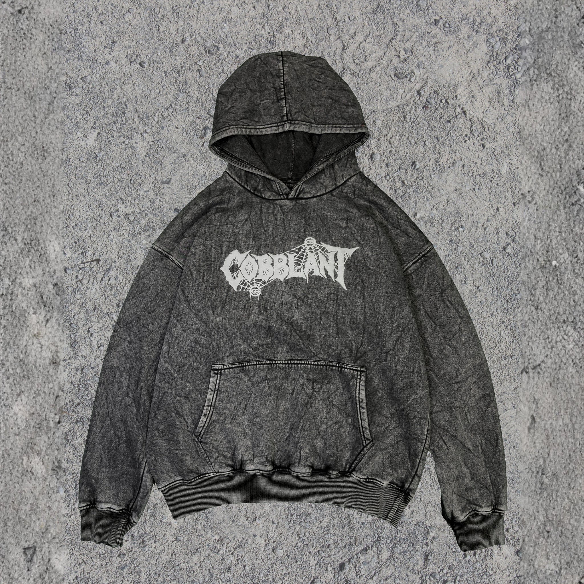 Cobblant Midnight Spider Acid Wash Hoodie
